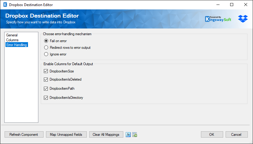 Dropbox Destination Editor